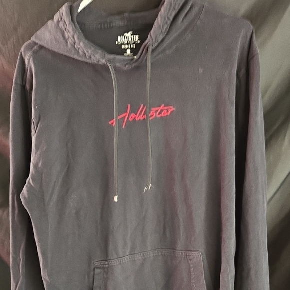 Hollister Dark Black Hoodie with Red Logo - Picture 4 of 11